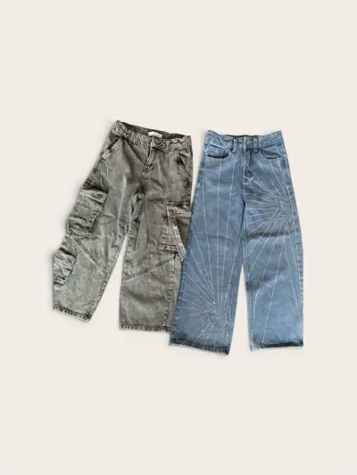 Pack de2 jeans baggy 10 años cintura ajustable - miniatura 1