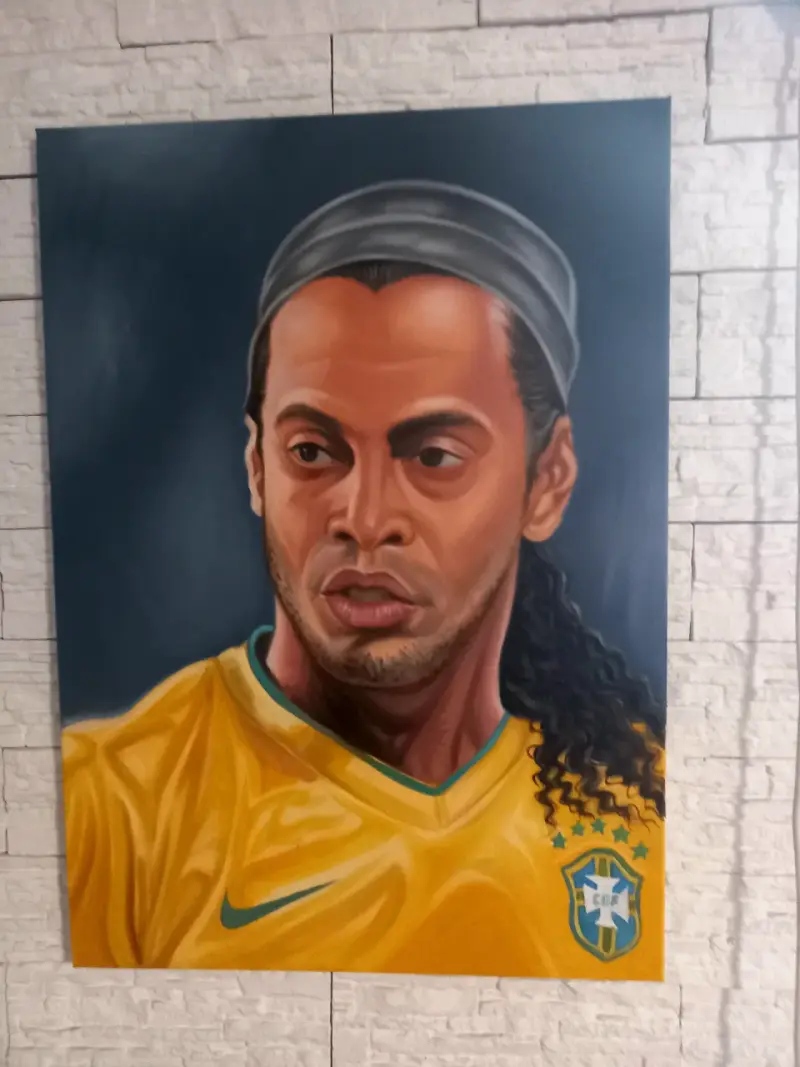 Cuadro retrato de futbolista famoso