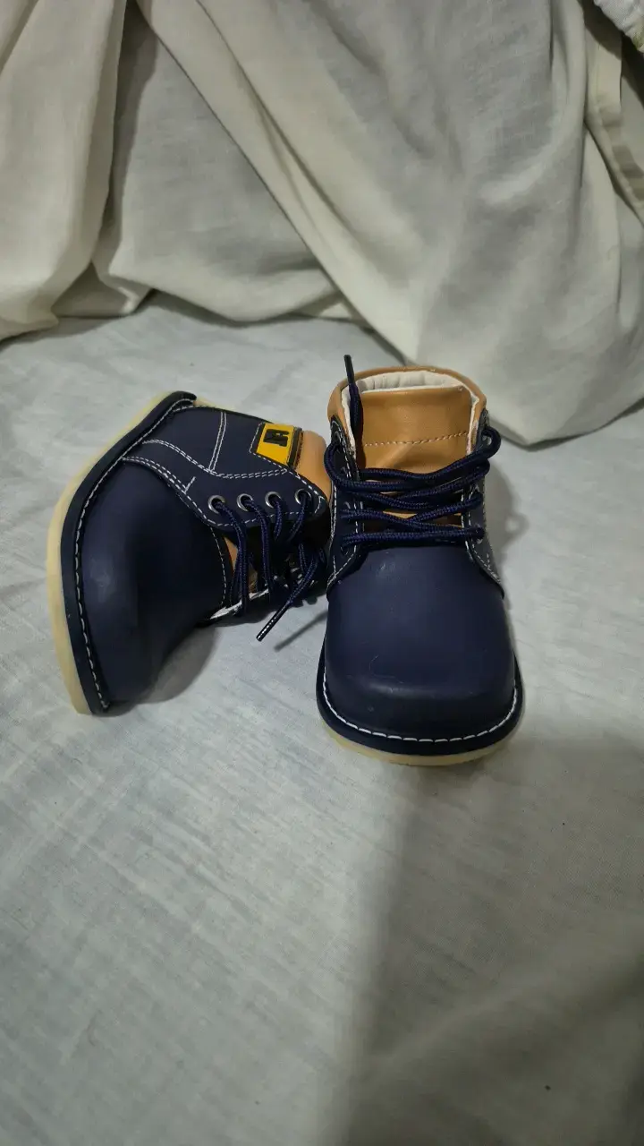 Botines de cuero azul para niños - 1