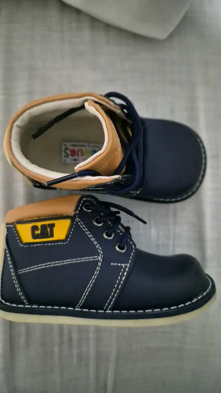 Botines de cuero azul para niños - 2