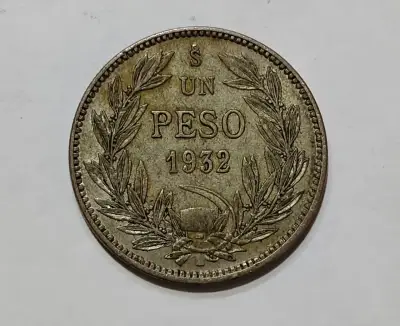 Moneda Plata antigua de un peso 1932 Chile - miniatura 1