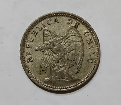 Moneda Plata antigua de un peso 1932 Chile - miniatura 2