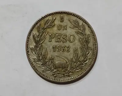 Moneda Plata antigua de un peso 1932 Chile - miniatura 3