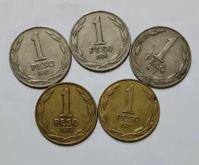 Colección de monedas antiguas de 1 peso chileno - miniatura 1
