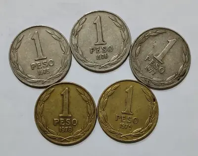 Colección de monedas antiguas de 1 peso chileno - miniatura 3