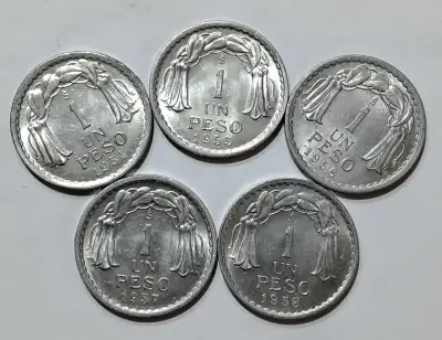 Monedas antiguas de 1 peso 1954 - 1958 aluminio - miniatura 1
