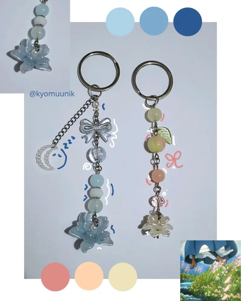 Llavero decorativo con cuentas y colgantes
