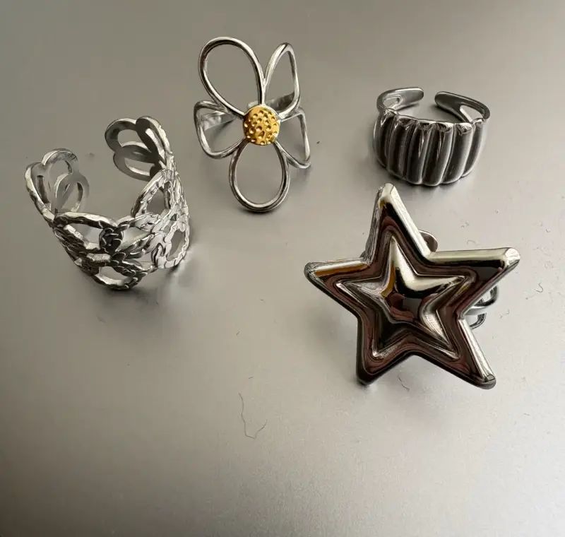 Set de anillos ajustables de acero inoxidable