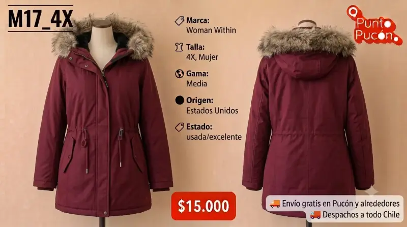 Parka Mujer Woman Within Burdeos con Capucha
