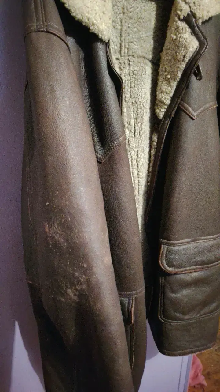 Chaqueta de cuero marrón con forro de lana - 2