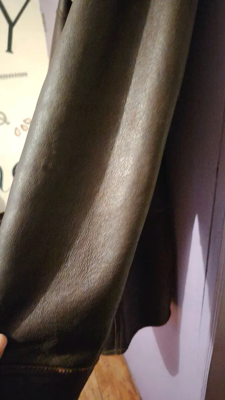 Chaqueta de cuero marrón con forro de lana - 3