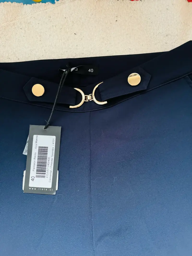 Pantalones azul marino con detalle metálico - 3