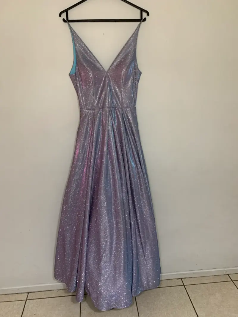 Vestido largo brillante color lila - 1