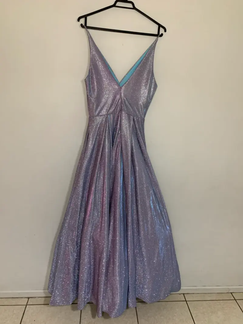 Vestido largo brillante color lila - 2