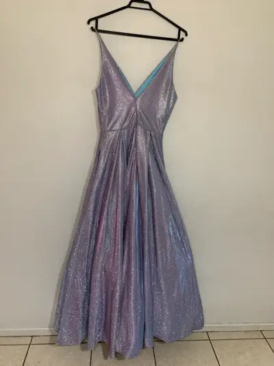 Vestido largo brillante color lila - miniatura 2