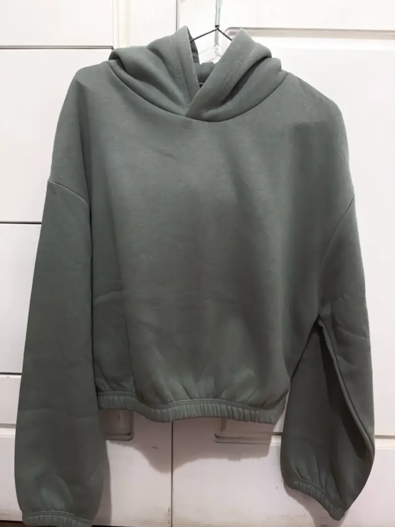 Polerón Cropped Zara Mujer Verde Oliva Talla S - 1