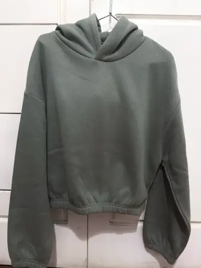 Polerón Cropped Zara Mujer Verde Oliva Talla S - miniatura 1