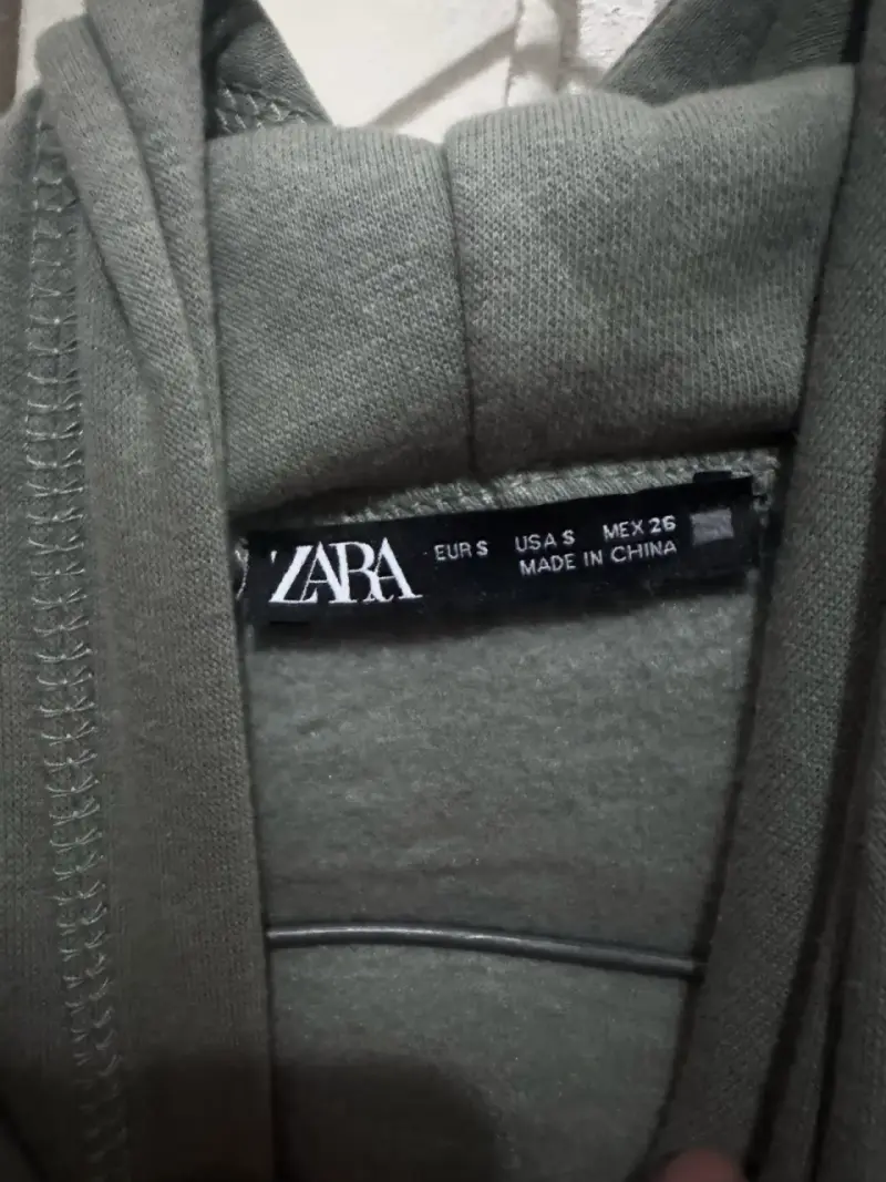 Polerón Cropped Zara Mujer Verde Oliva Talla S - 3