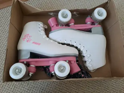 Patines de cuatro ruedas Rider blancos y rosados - miniatura 1