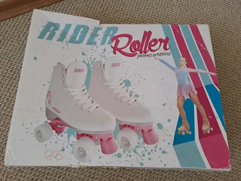 Patines de cuatro ruedas Rider blancos y rosados - 5