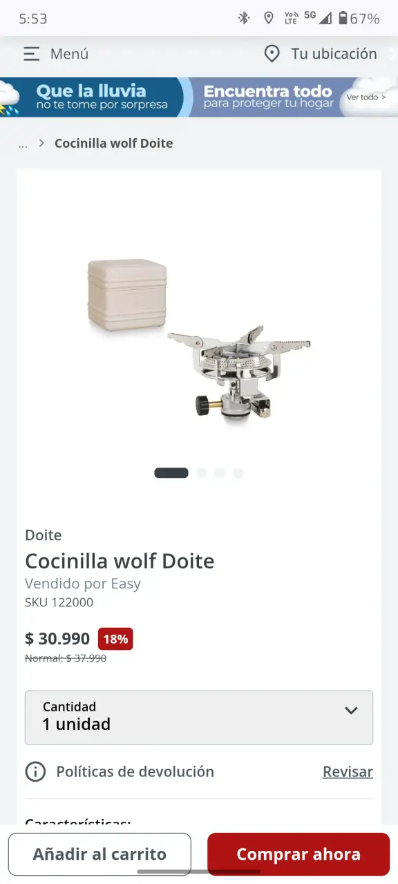 Cocinilla portátil Doite Pro-Gas para camping - 4