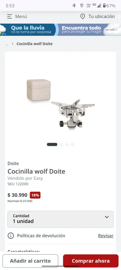 Cocinilla portátil Doite Pro-Gas para camping - miniatura 4