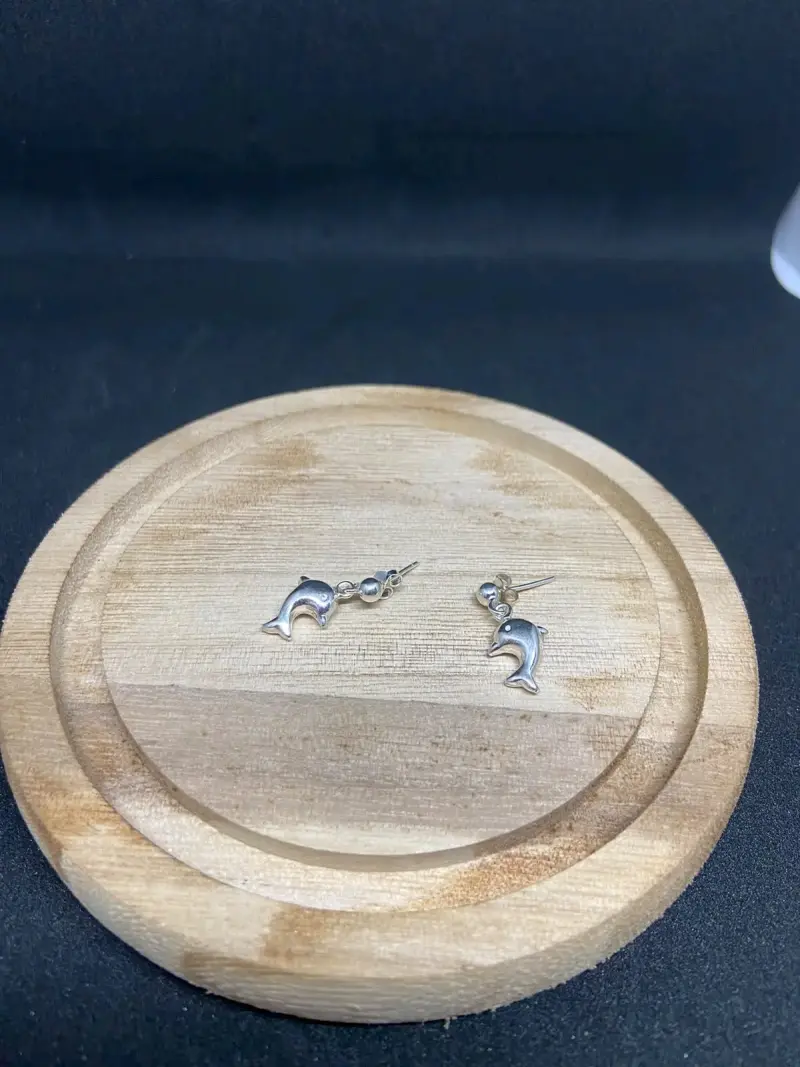 Aros de plata con diseño de delfín