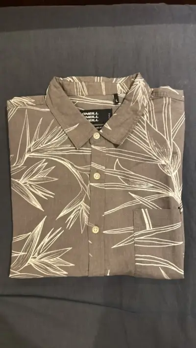 Camisa O'Neill estampada gris claro/café talla L - miniatura 1