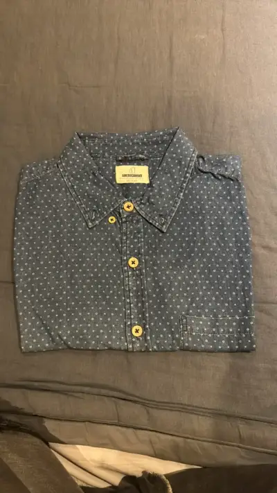 Camisa azul con diseño de puntos marca americanino - miniatura 1