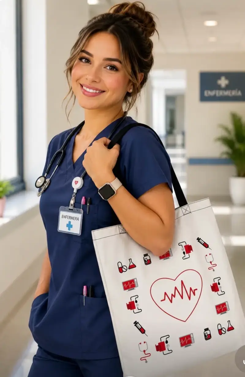 Bolso tote estampado profesional de salud - 6