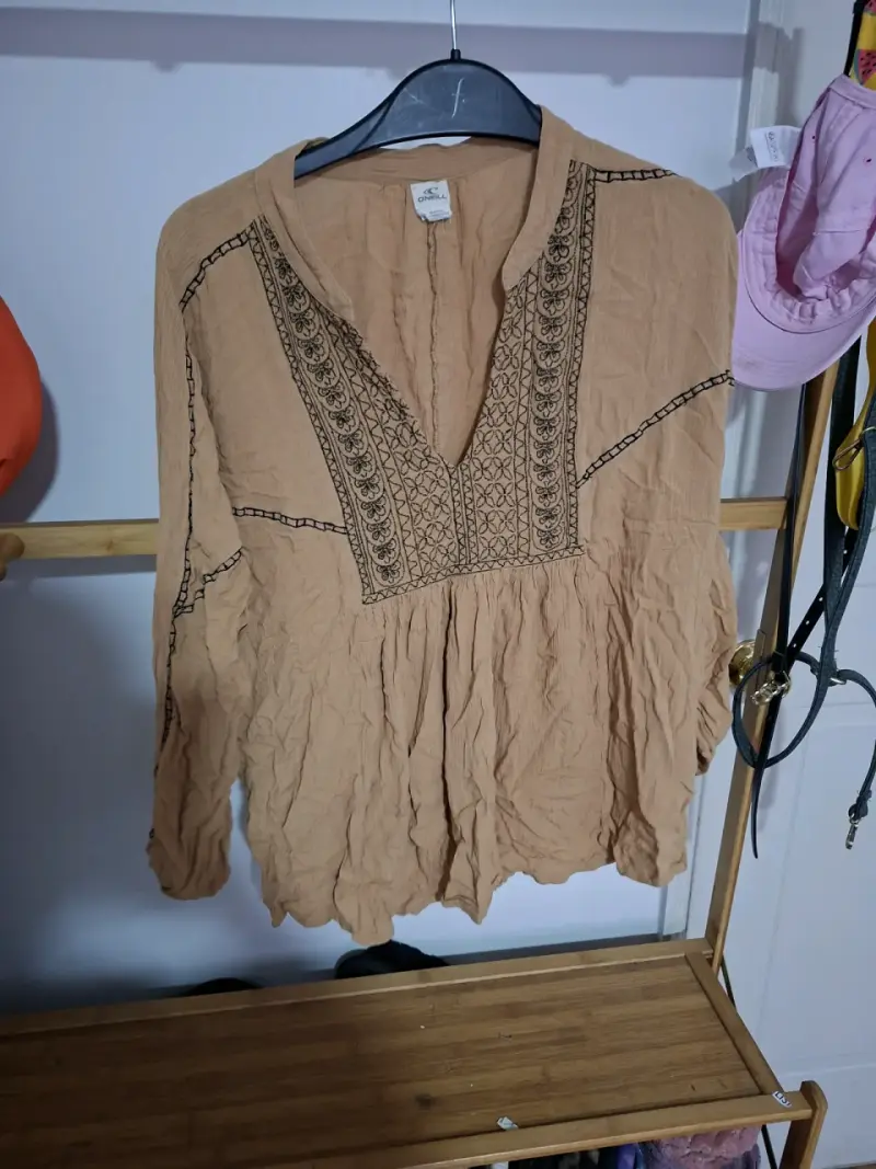 Blusa bohemia marrón con bordados O'Neill - 1