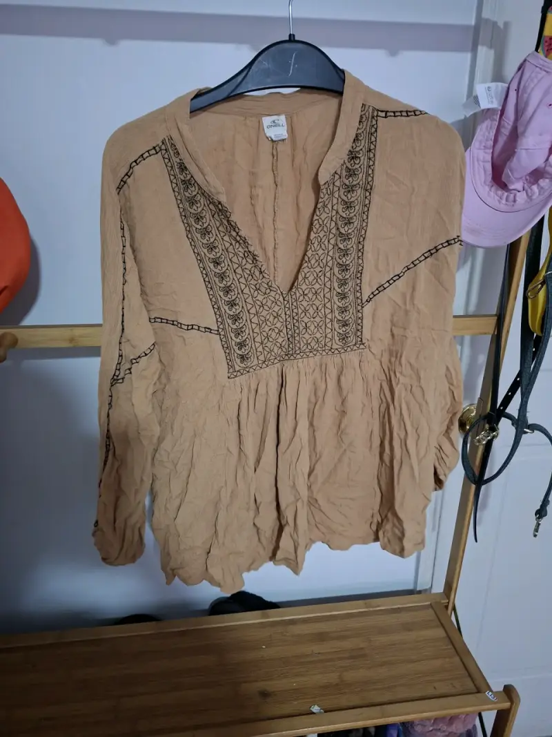 Blusa bohemia marrón con bordados O'Neill - 2