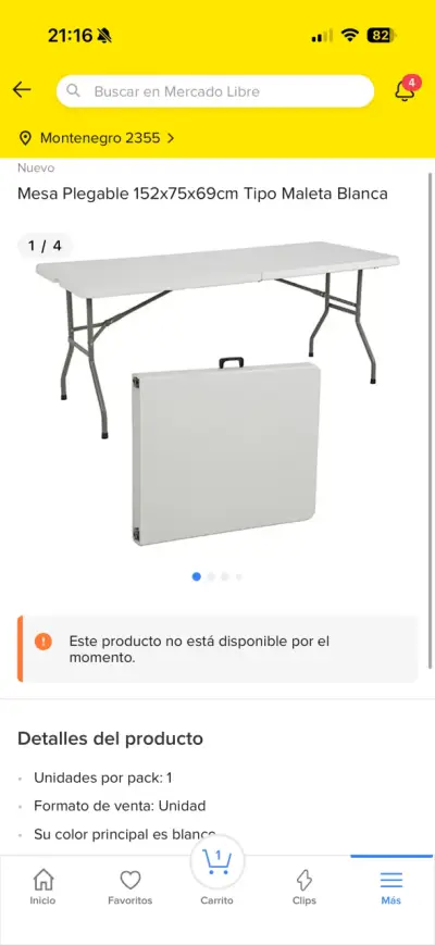 Mesa plegable blanca compacta - miniatura 3