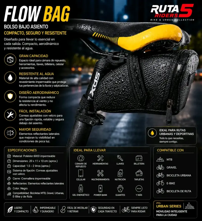 Bolso bajo asiento impermeable para bicicleta