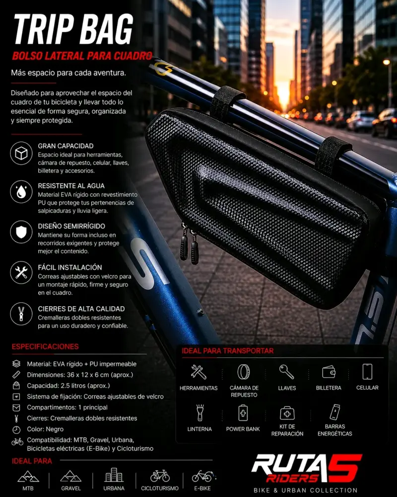 Bolso lateral para bicicleta resistente al agua