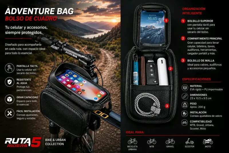 Bolso de cuadro impermeable para bicicleta