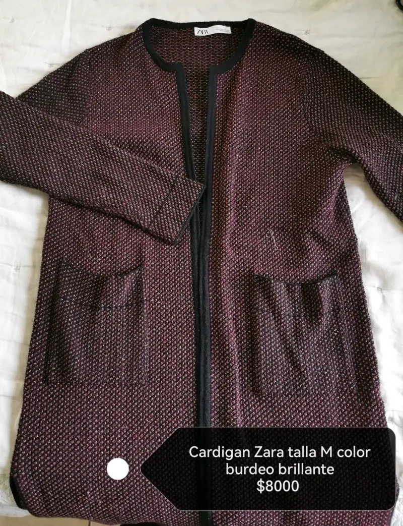 Cardigan Zara burdeo brillante talla M - 1