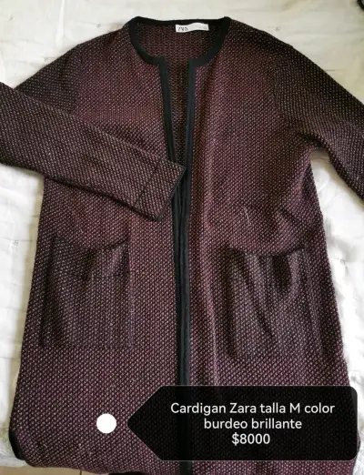 Cardigan Zara burdeo brillante talla M - miniatura 1