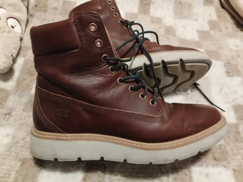 Botas de cuero marrón para mujer - 1