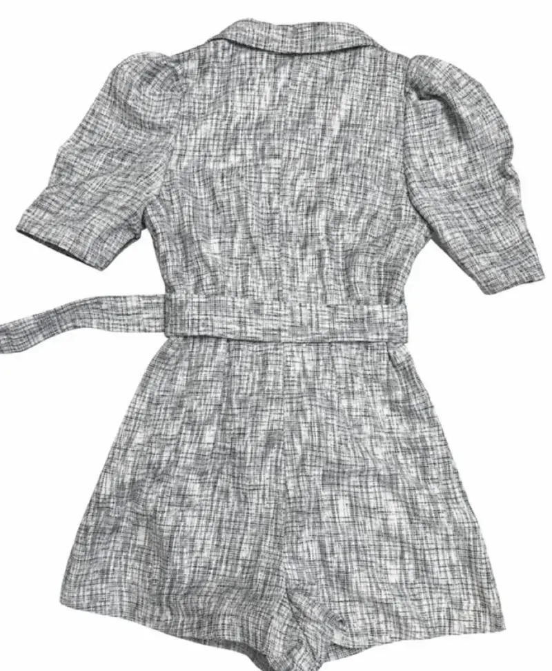 Vestido cruzado de manga corta gris - 2