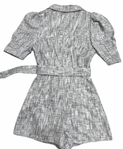 Vestido cruzado de manga corta gris - miniatura 2