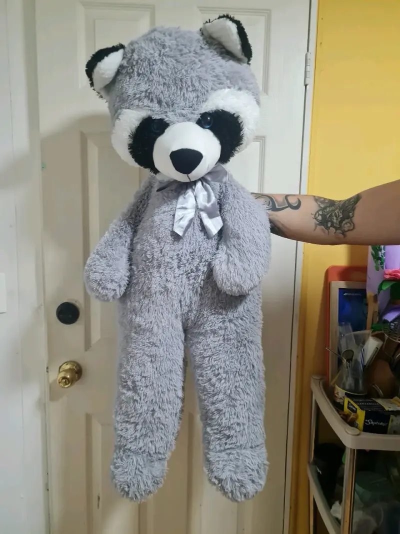 Peluche mapache gris grande - 1