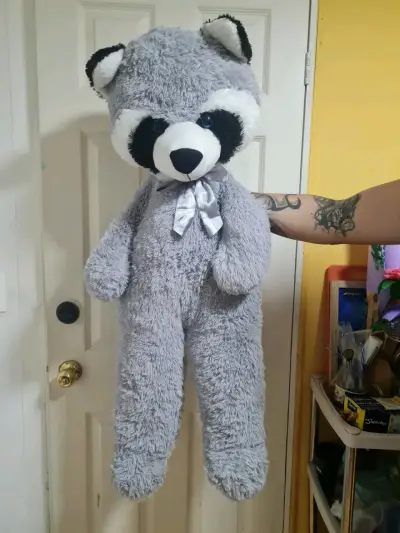 Peluche mapache gris grande - miniatura 1