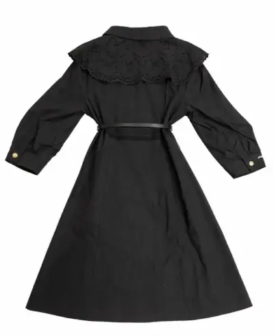 Vestido negro con cuello bordado - miniatura 2