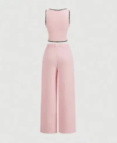 Jumpsuit rosa con detalles negros - miniatura 2