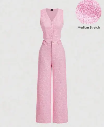 Enterito rosa con botones y cinturón - miniatura 1