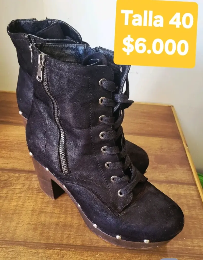Botines negros con tacón talla 40 - 1