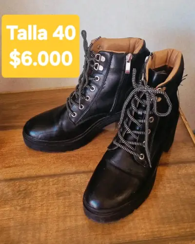 Botines negros con tacón talla 40 - miniatura 2