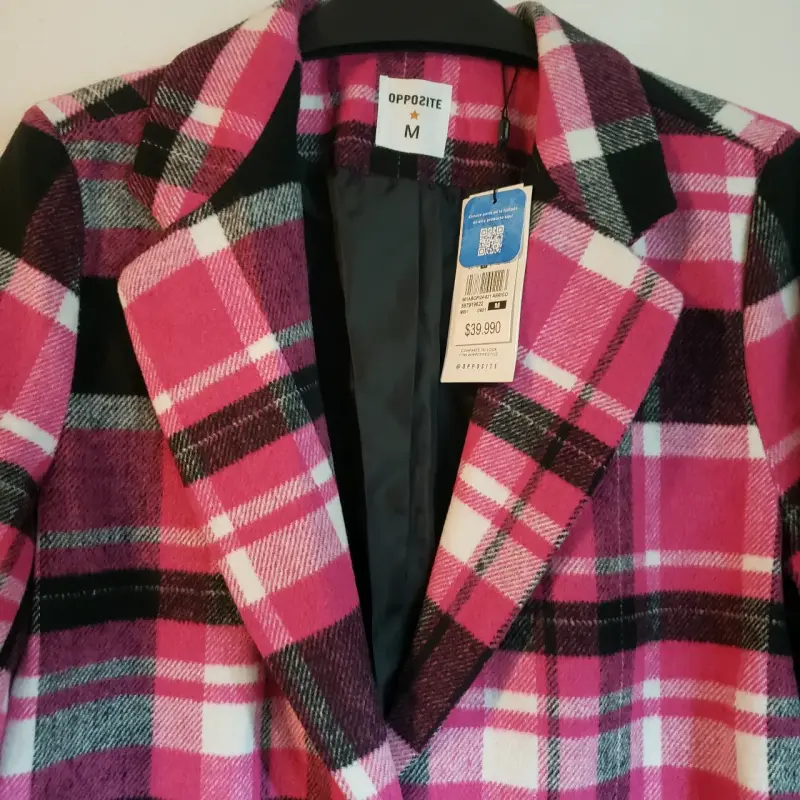Abrigo de cuadros rosa Opposite talla M/L - 2