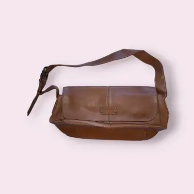 Bolso bandolera de cuero marrón - miniatura 1